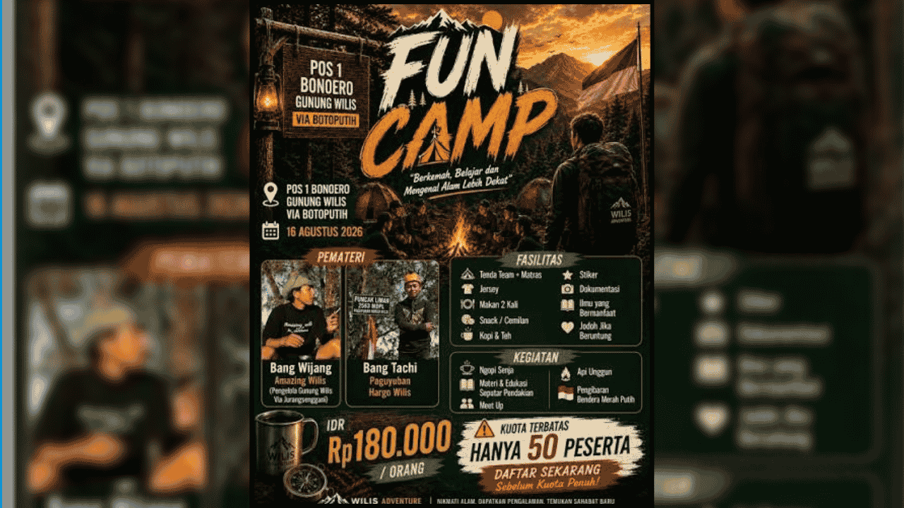 Fun Camp Gunung Wilis Via Botoputih Akan Segera Hadir, Simak Tanggal dan Cara Pendaftarannya Disini