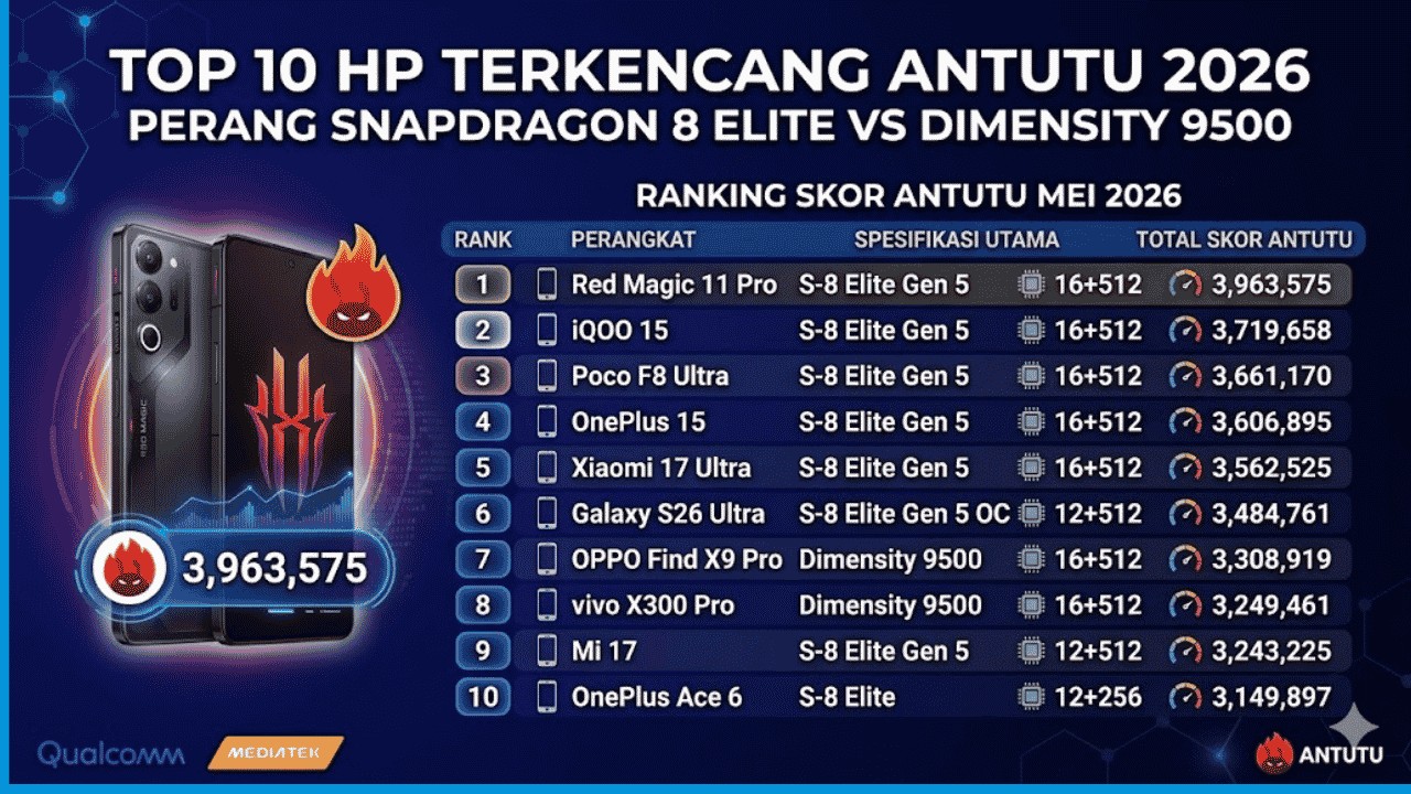 10 HP Flagship Terbaik Versi Antutu, Dominasi Snapdragon 8 Elite Gen 5